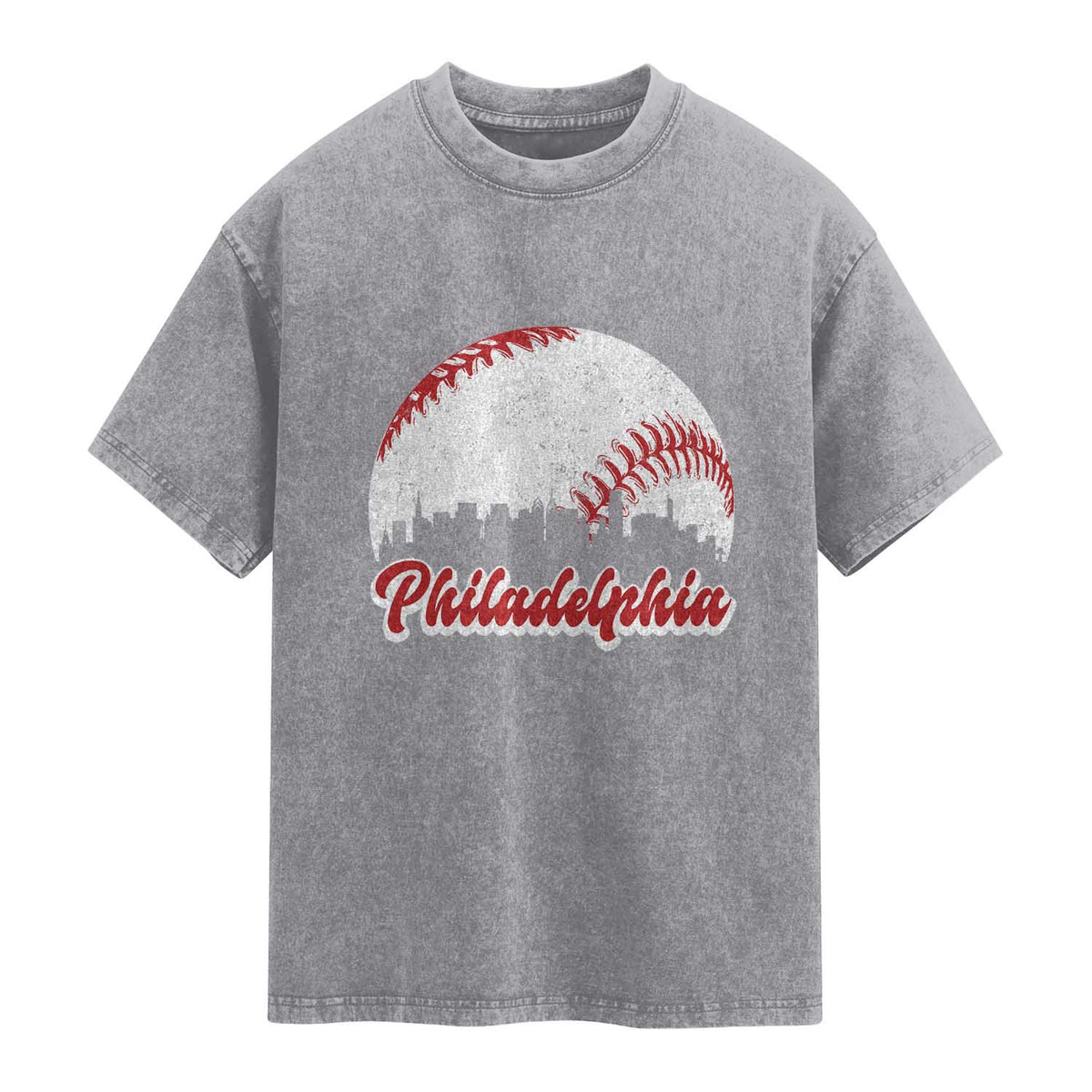 Philadelphia Baseball Washed Cotton T-Shirt Vintage Skyline City