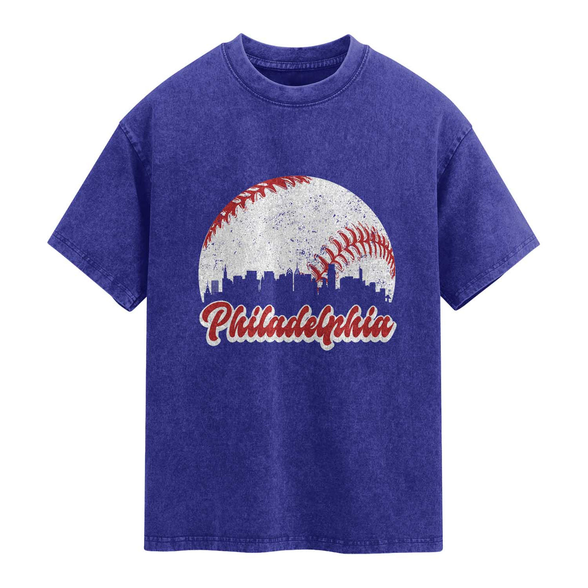 Philadelphia Baseball Washed Cotton T-Shirt Vintage Skyline City