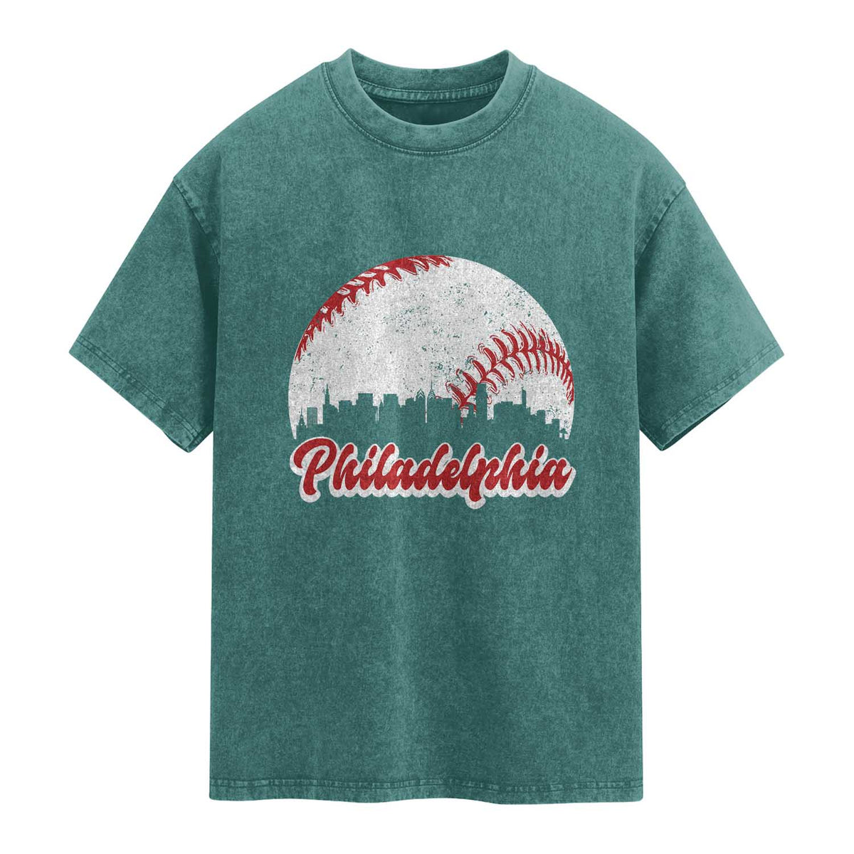 Philadelphia Baseball Washed Cotton T-Shirt Vintage Skyline City
