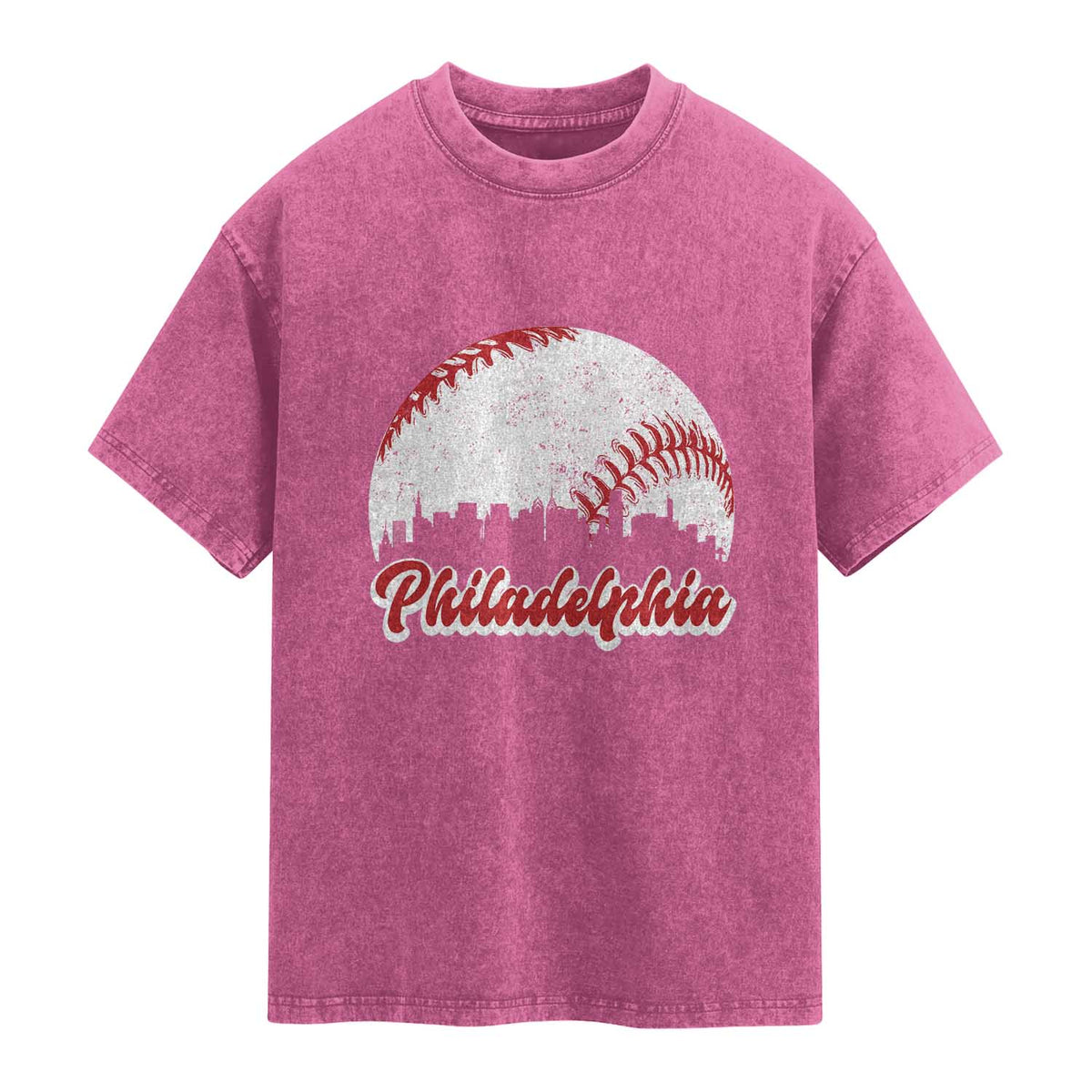Philadelphia Baseball Washed Cotton T-Shirt Vintage Skyline City
