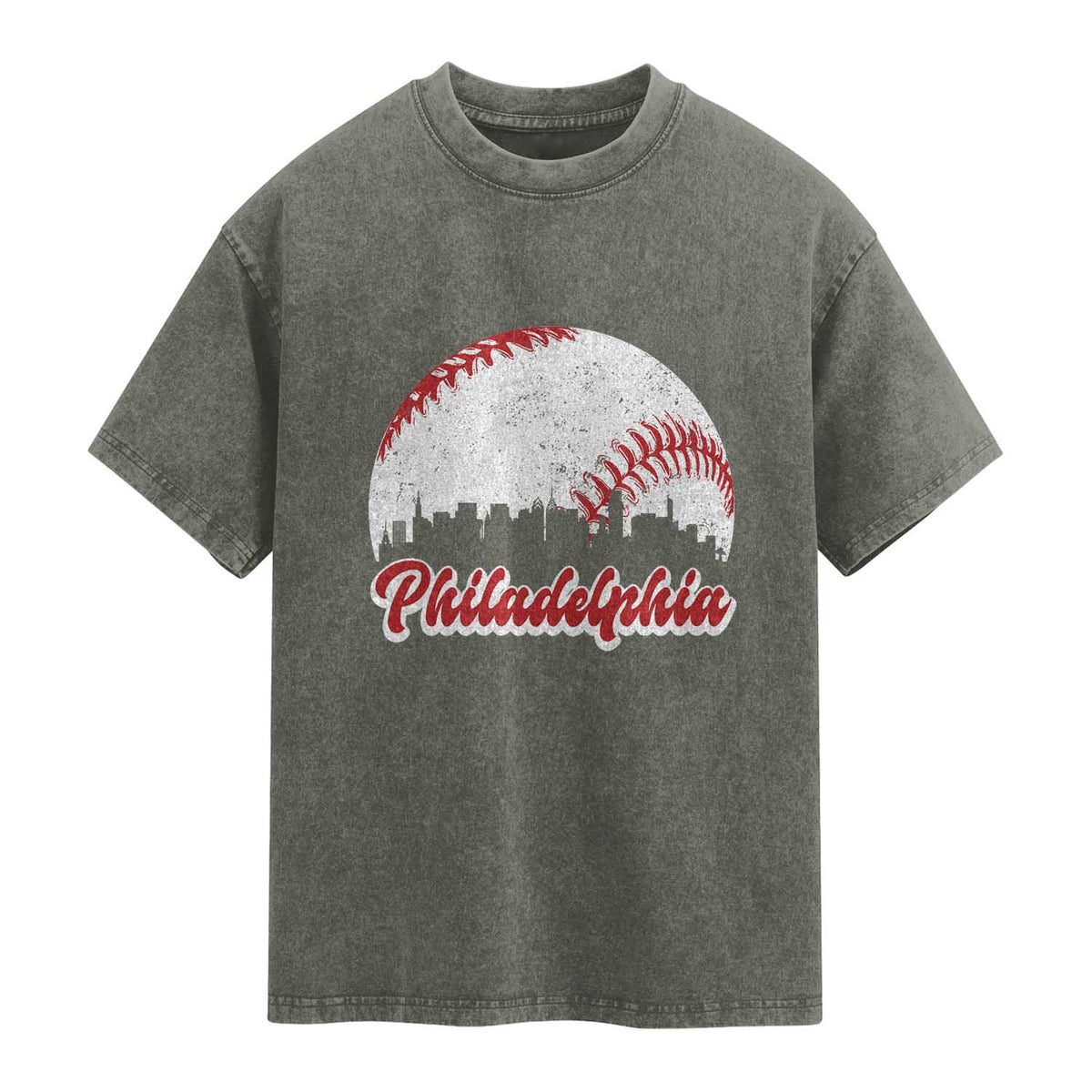 Philadelphia Baseball Washed Cotton T-Shirt Vintage Skyline City