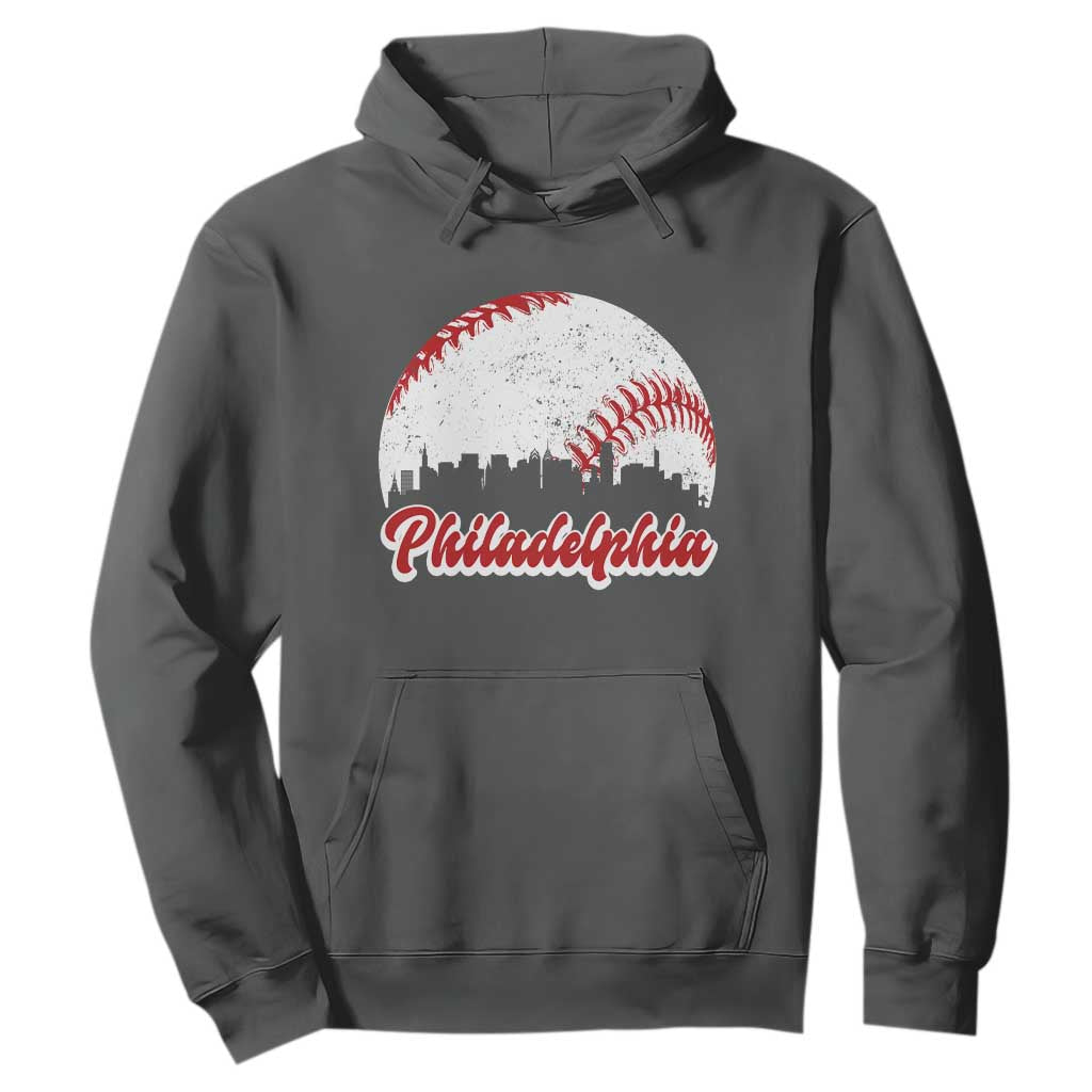 Philadelphia Baseball Hoodie Vintage Skyline City TS10 Dark Heather Print Your Wear