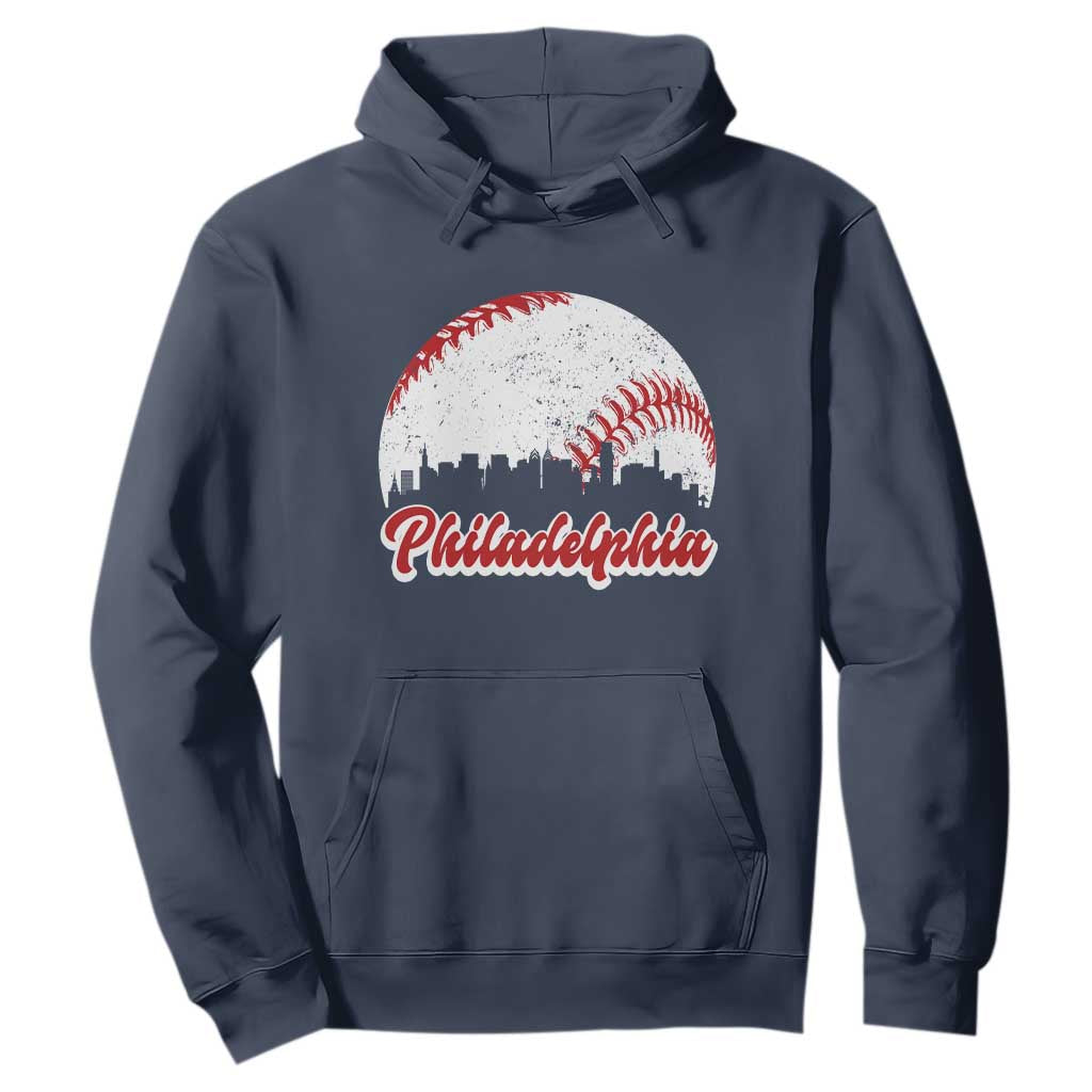 Philadelphia Baseball Hoodie Vintage Skyline City TS10 Navy Print Your Wear