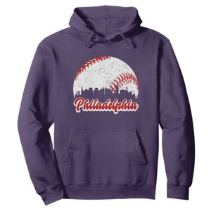 Philadelphia Baseball Hoodie Vintage Skyline City TS10 Purple Print Your Wear