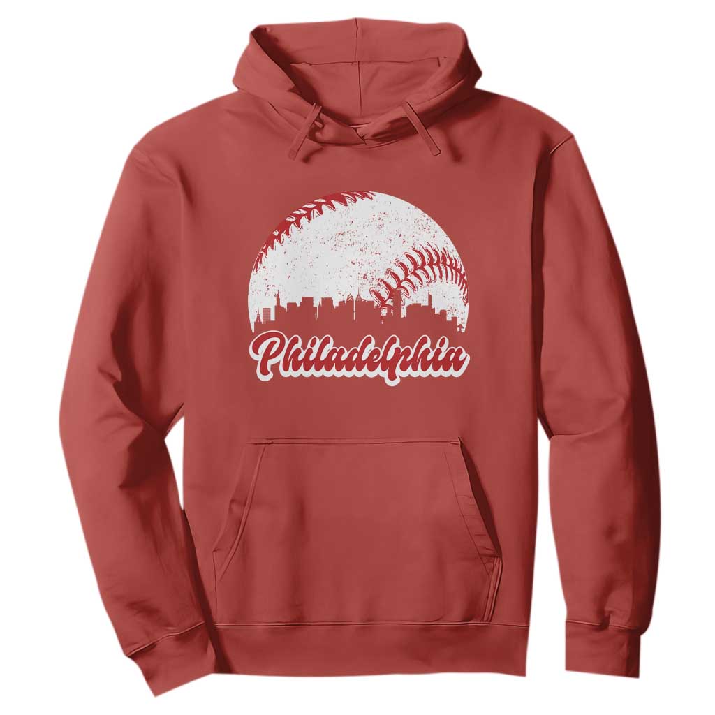 Philadelphia Baseball Hoodie Vintage Skyline City TS10 Red Print Your Wear
