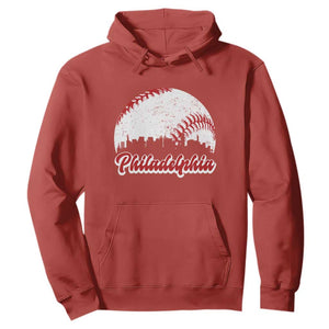 Philadelphia Baseball Hoodie Vintage Skyline City TS10 Red Print Your Wear