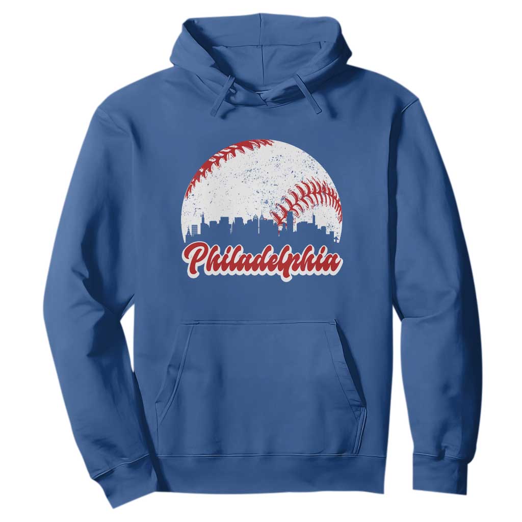Philadelphia Baseball Hoodie Vintage Skyline City TS10 Royal Blue Print Your Wear