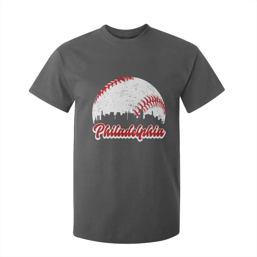 Philadelphia Baseball T Shirt For Kid Vintage Skyline City TS10 Dark Heather Print Your Wear