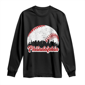 Philadelphia Baseball Long Sleeve Shirt Vintage Skyline City TS10 Black Print Your Wear