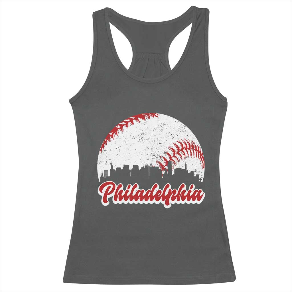 Philadelphia Baseball Racerback Tank Top Vintage Skyline City TS10 Dark Heather Print Your Wear
