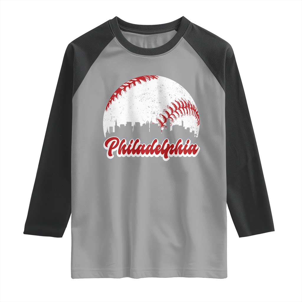 Philadelphia Baseball Raglan Shirt Vintage Skyline City TS10 Sport Gray Black Print Your Wear