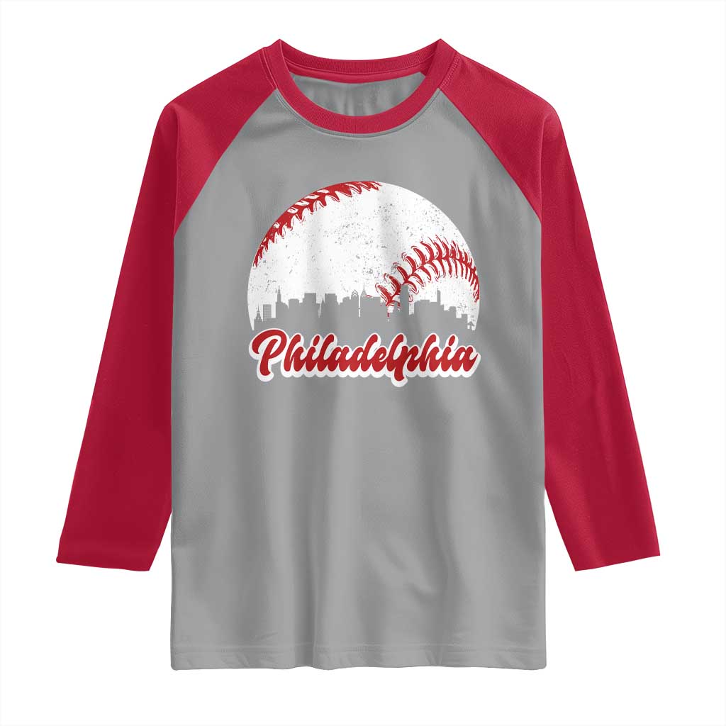 Philadelphia Baseball Raglan Shirt Vintage Skyline City TS10 Sport Gray Red Print Your Wear