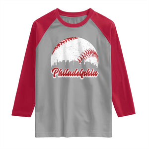 Philadelphia Baseball Raglan Shirt Vintage Skyline City TS10 Sport Gray Red Print Your Wear