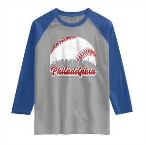Philadelphia Baseball Raglan Shirt Vintage Skyline City TS10 Sport Gray Royal Print Your Wear