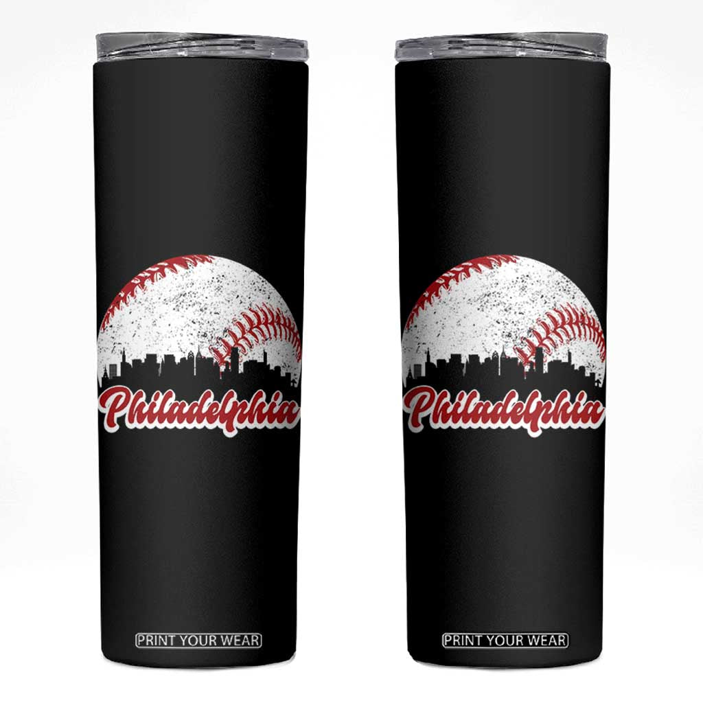 Philadelphia Baseball Skinny Tumbler Vintage Skyline City TS10 Black Print Your Wear