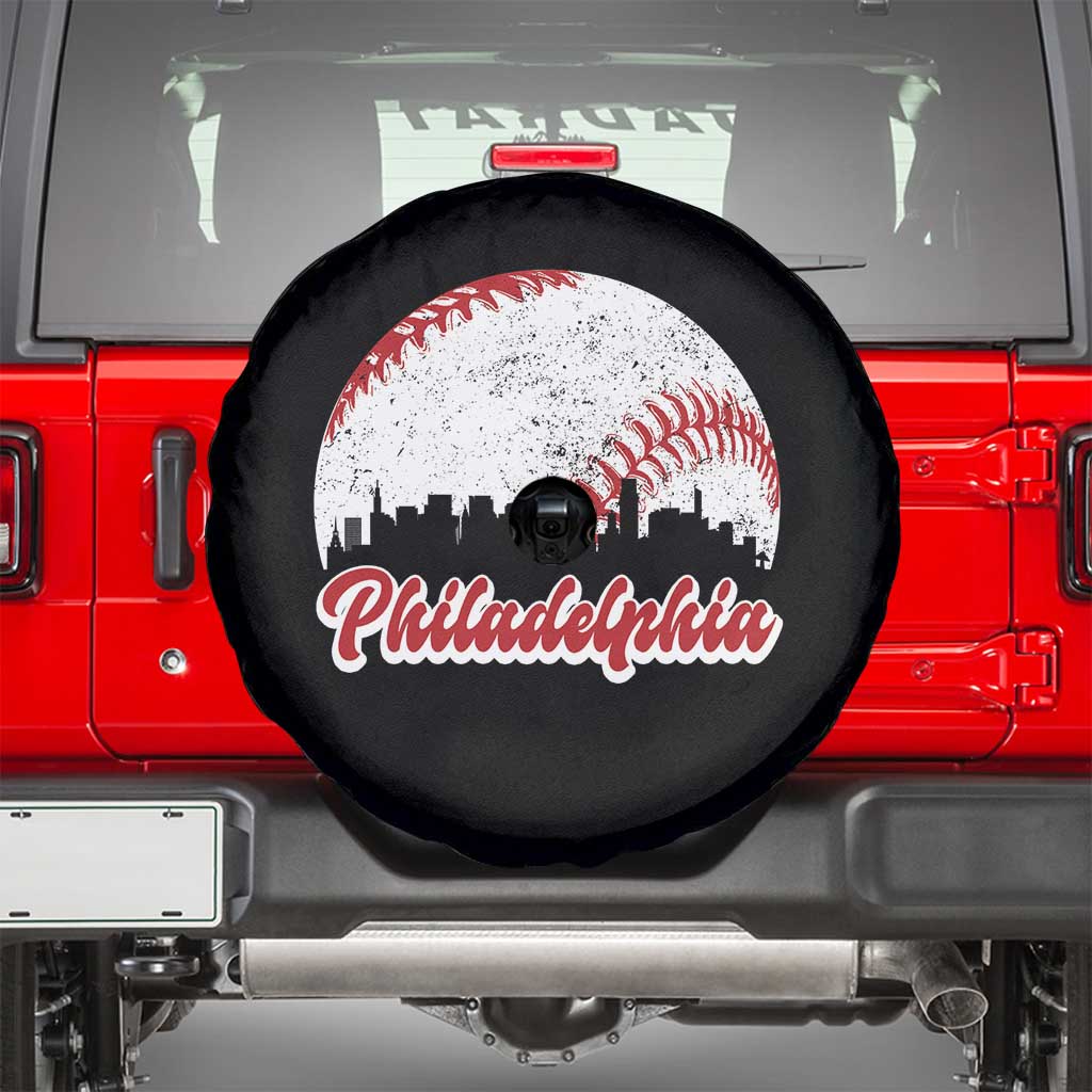 Philadelphia Baseball Spare Tire Cover Vintage Skyline City TS10 Black Print Your Wear