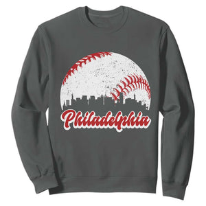 Philadelphia Baseball Sweatshirt Vintage Skyline City TS10 Dark Heather Print Your Wear