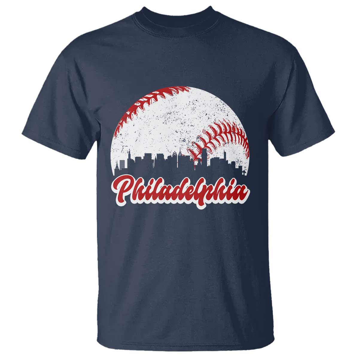 Philadelphia Baseball T Shirt Vintage Skyline City TS10 Navy Print Your Wear