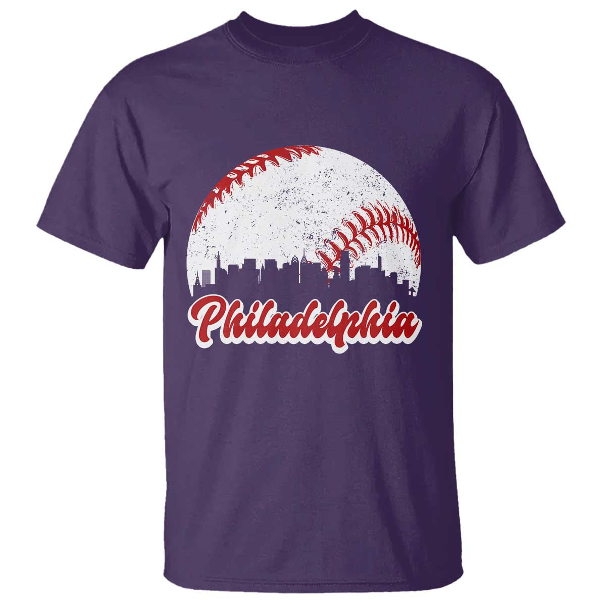 Philadelphia Baseball T Shirt Vintage Skyline City TS10 Purple Print Your Wear