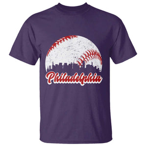 Philadelphia Baseball T Shirt Vintage Skyline City TS10 Purple Print Your Wear