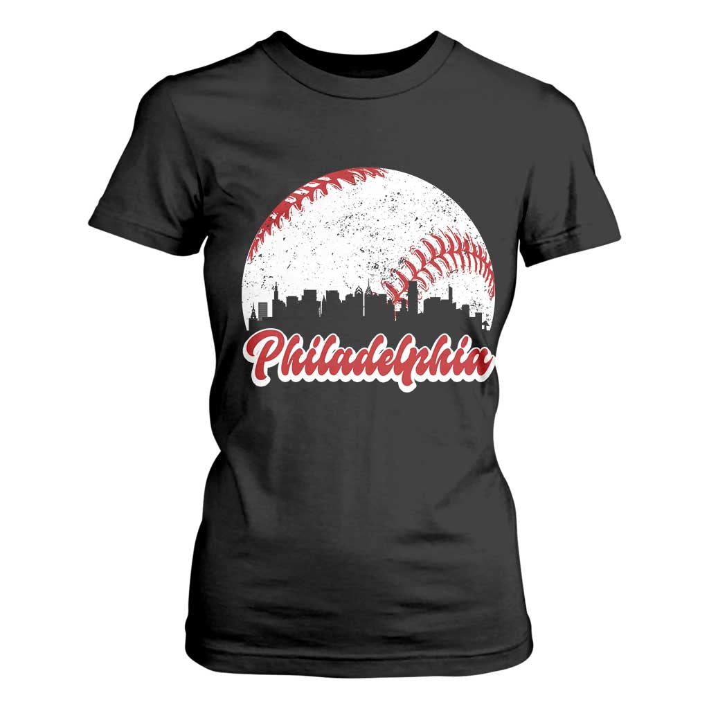 Philadelphia Baseball T Shirt For Women Vintage Skyline City TS10 Black Print Your Wear