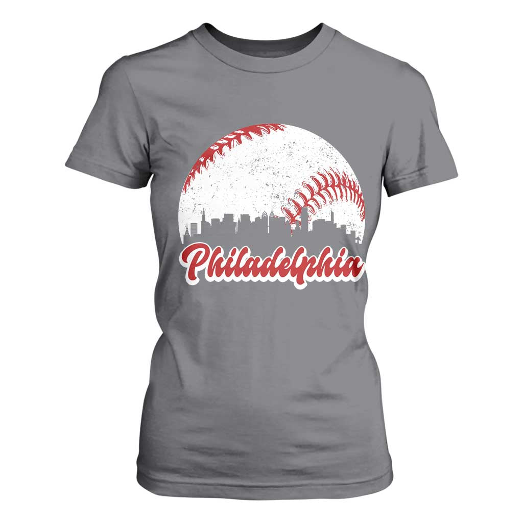 Philadelphia Baseball T Shirt For Women Vintage Skyline City TS10 Charcoal Print Your Wear