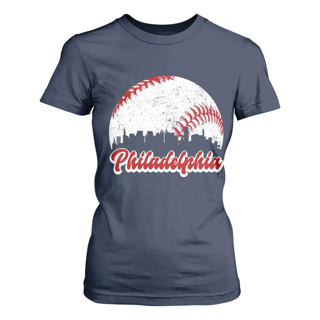 Philadelphia Baseball T Shirt For Women Vintage Skyline City TS10 Navy Print Your Wear