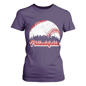 Philadelphia Baseball T Shirt For Women Vintage Skyline City TS10 Purple Print Your Wear