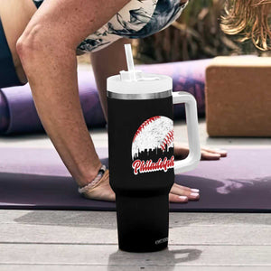 Philadelphia Baseball Tumbler With Handle Vintage Skyline City TS10 Print Your Wear