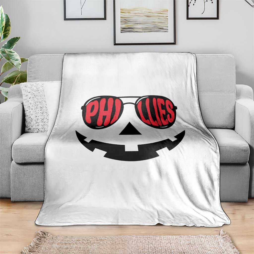 Halloween Philly Throw Blanket Philadelphia Baseball Red October Jackolantern Pumpkin Face TS10 Print Your Wear