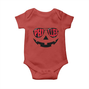 Halloween Philly Baby Onesie Philadelphia Baseball Red October Jackolantern Pumpkin Face TS10 Red Print Your Wear
