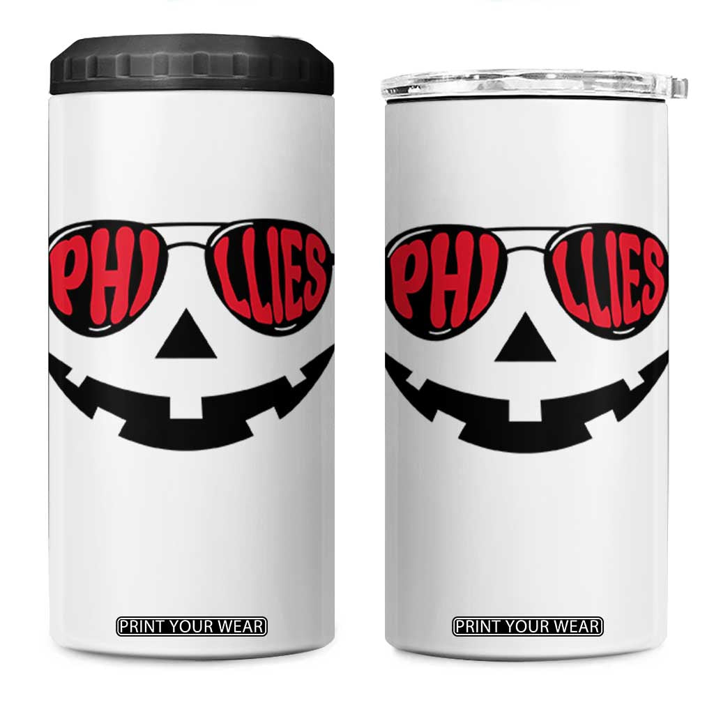 Halloween Phillies 4 in 1 Can Cooler Tumbler Philadelphia Baseball Red October Jackolantern Pumpkin Face TS10 One Size: 16 oz White Print Your Wear