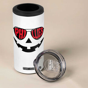 Halloween Phillies 4 in 1 Can Cooler Tumbler Philadelphia Baseball Red October Jackolantern Pumpkin Face TS10 Print Your Wear