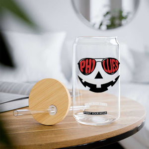 Halloween Phillies Glass Can Philadelphia Baseball Red October Jackolantern Pumpkin Face TS10 Print Your Wear