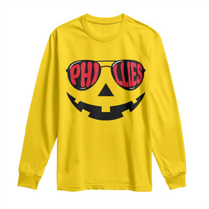 Halloween Phillies Long Sleeve Shirt Philadelphia Baseball Red October Jackolantern Pumpkin Face TS10 Daisy Print Your Wear