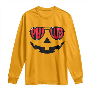 Halloween Phillies Long Sleeve Shirt Philadelphia Baseball Red October Jackolantern Pumpkin Face TS10 Gold Print Your Wear