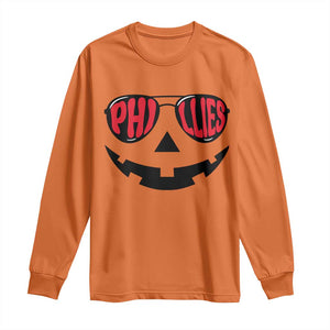 Halloween Phillies Long Sleeve Shirt Philadelphia Baseball Red October Jackolantern Pumpkin Face TS10 Orange Print Your Wear