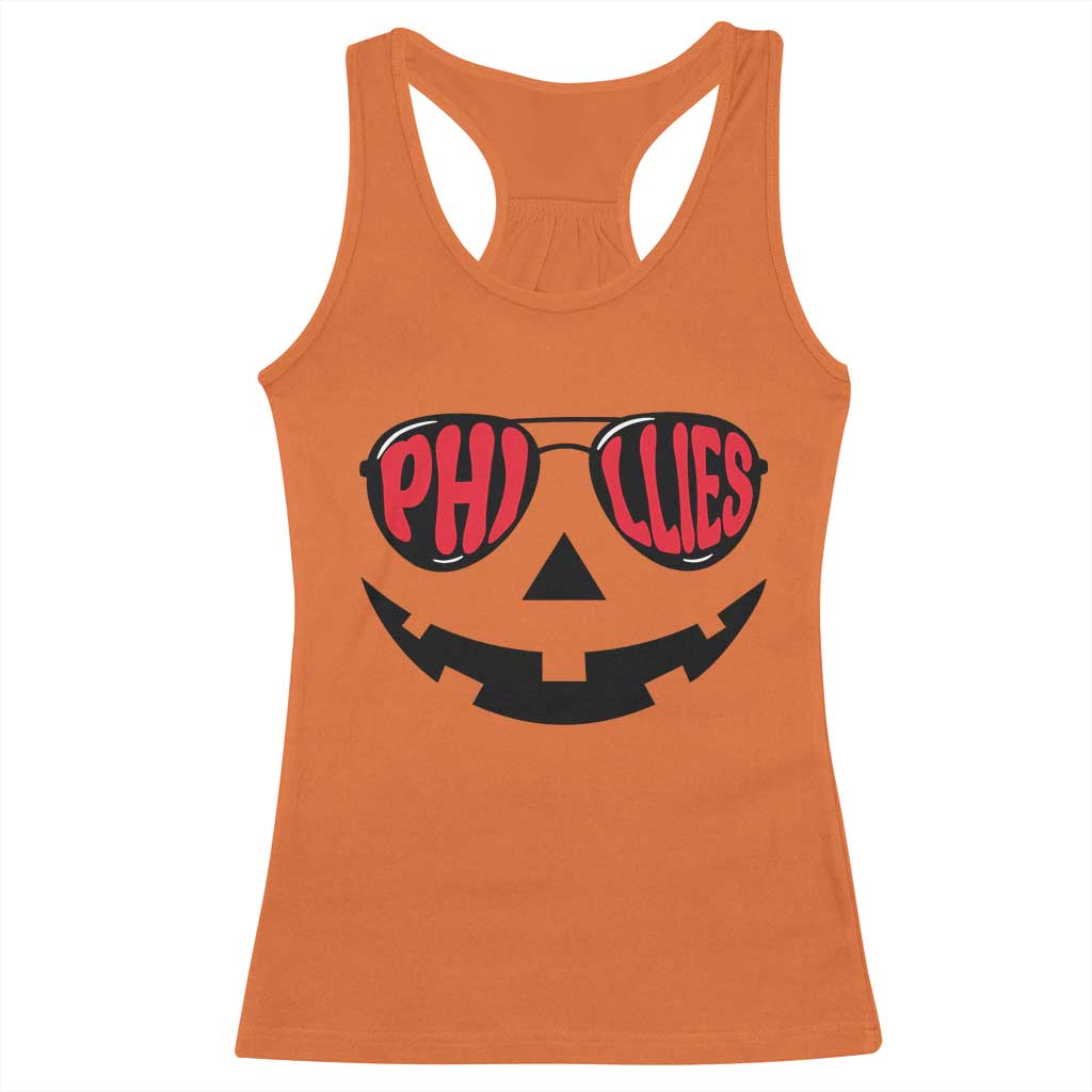 Halloween Phillies Racerback Tank Top Philadelphia Baseball Red October Jackolantern Pumpkin Face TS10 Orange Print Your Wear