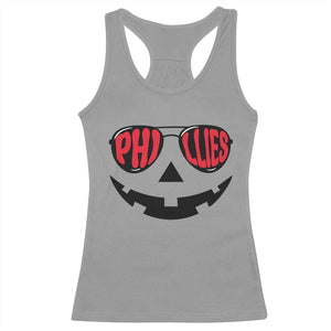Halloween Philly Racerback Tank Top Philadelphia Baseball Red October Jackolantern Pumpkin Face TS10 Sport Gray Print Your Wear