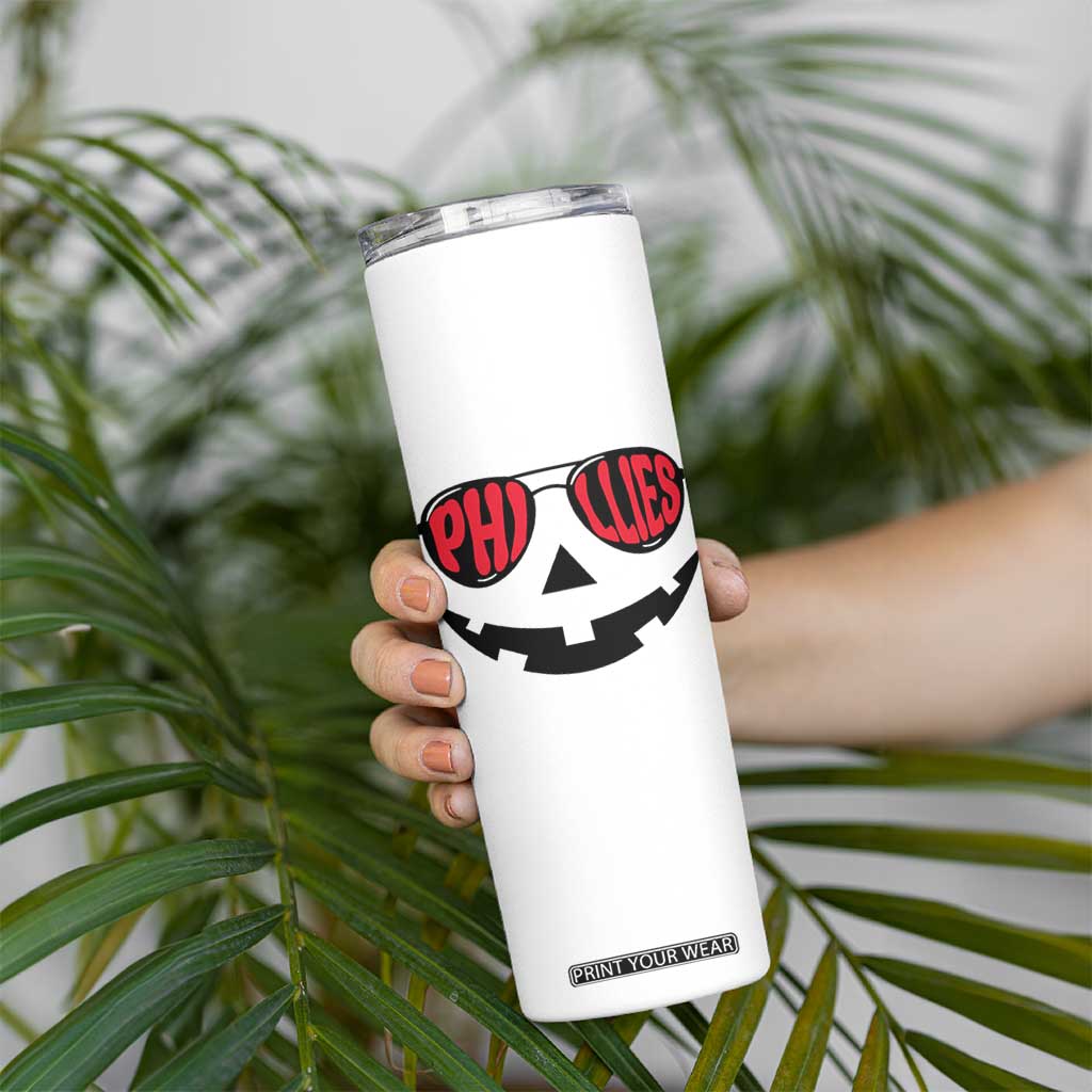 Halloween Philly Skinny Tumbler Philadelphia Baseball Red October Jackolantern Pumpkin Face TS10 Print Your Wear