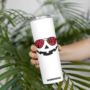 Halloween Phillies Skinny Tumbler Philadelphia Baseball Red October Jackolantern Pumpkin Face TS10 Print Your Wear
