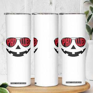 Halloween Phillies Skinny Tumbler Philadelphia Baseball Red October Jackolantern Pumpkin Face TS10 Print Your Wear