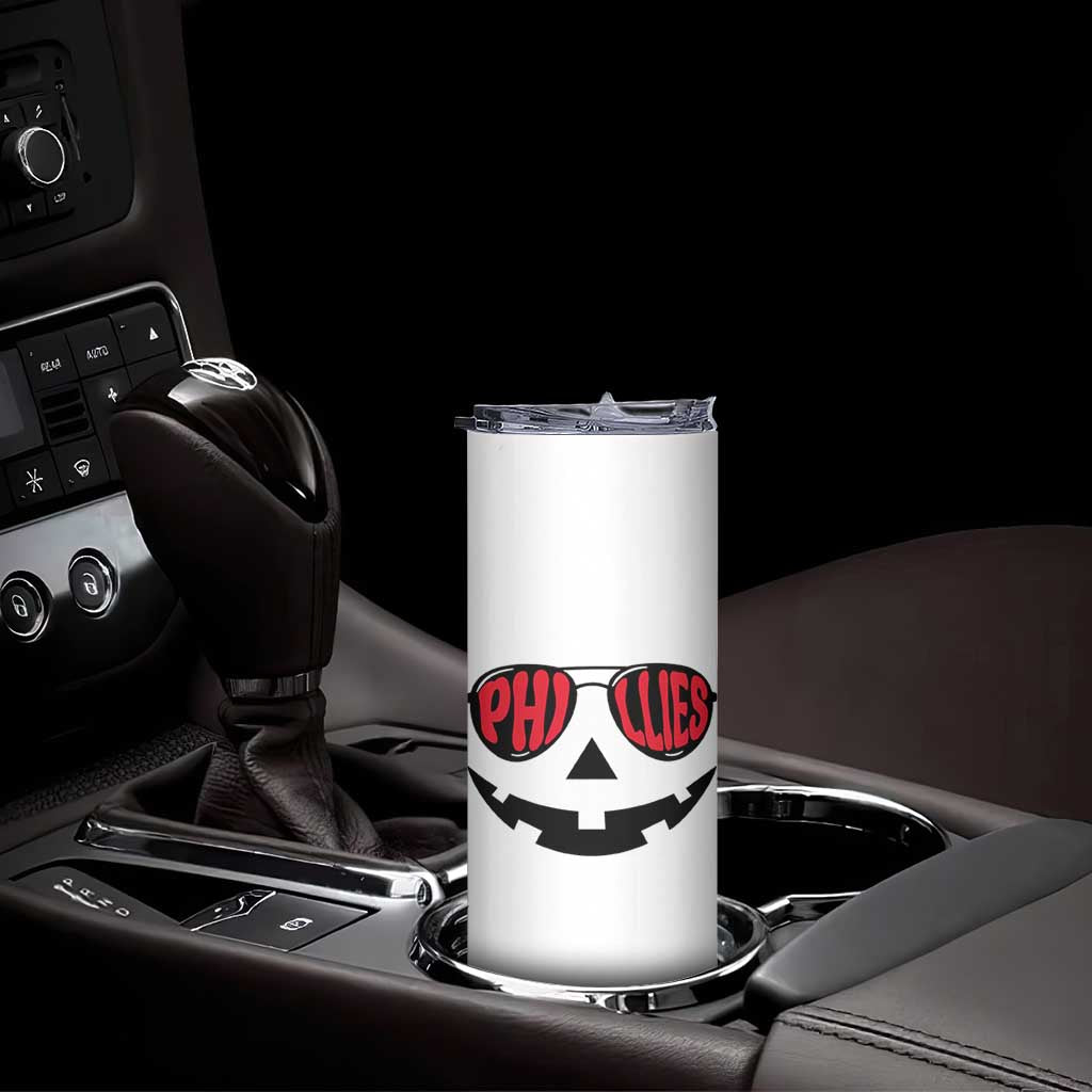 Halloween Phillies Skinny Tumbler Philadelphia Baseball Red October Jackolantern Pumpkin Face TS10 Print Your Wear