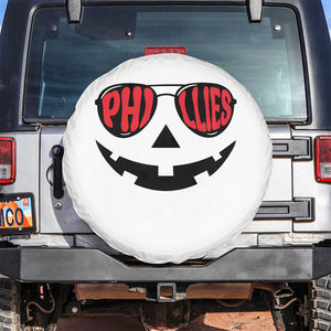 Halloween Philly Spare Tire Cover Philadelphia Baseball Red October Jackolantern Pumpkin Face TS10 No hole White Print Your Wear