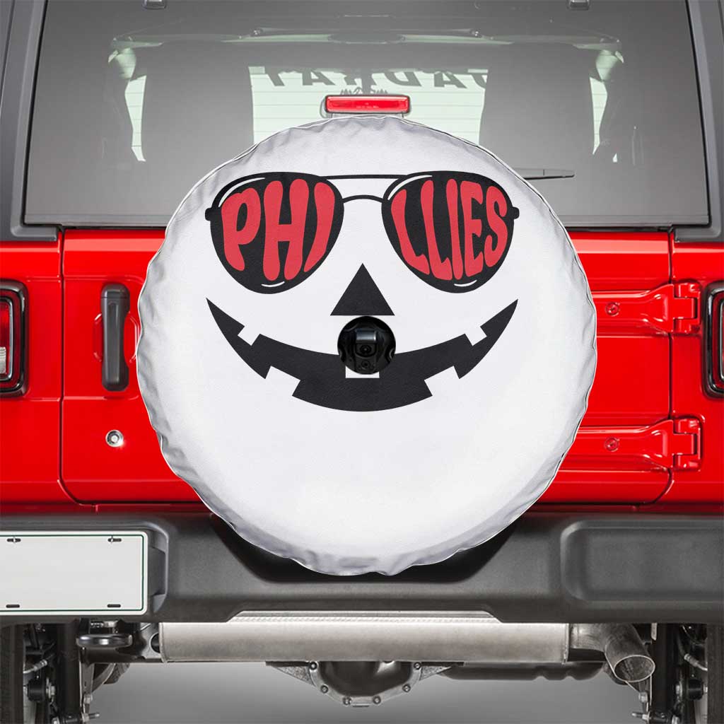Halloween Philly Spare Tire Cover Philadelphia Baseball Red October Jackolantern Pumpkin Face TS10 White Print Your Wear