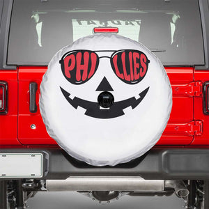 Halloween Phillies Spare Tire Cover Philadelphia Baseball Red October Jackolantern Pumpkin Face TS10 White Print Your Wear
