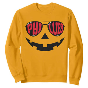 Halloween Phillies Sweatshirt Philadelphia Baseball Red October Jackolantern Pumpkin Face TS10 Gold Print Your Wear