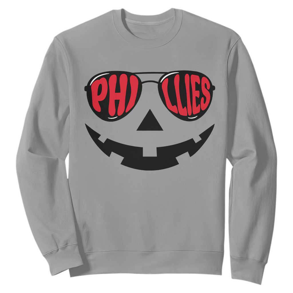 Halloween Philly Sweatshirt Philadelphia Baseball Red October Jackolantern Pumpkin Face TS10 Sport Gray Print Your Wear