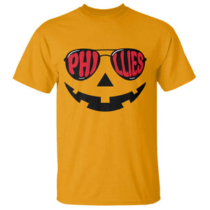 Halloween Phillies T Shirt Philadelphia Baseball Red October Jackolantern Pumpkin Face TS10 Gold Print Your Wear