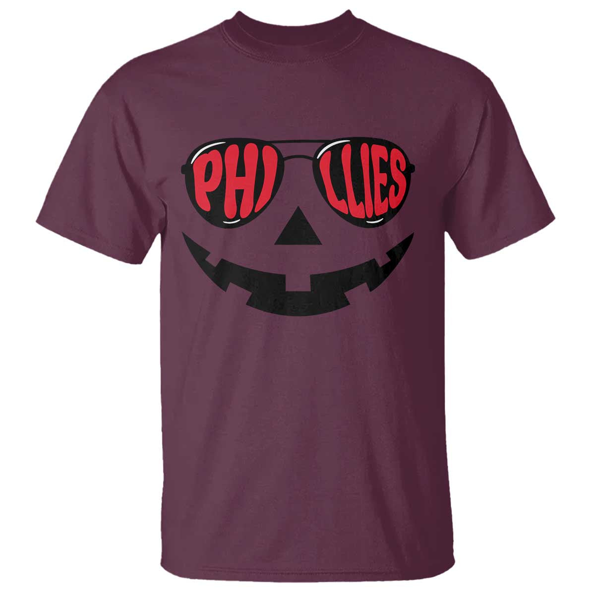 Halloween Philly T Shirt Philadelphia Baseball Red October Jackolantern Pumpkin Face TS10 Maroon Print Your Wear